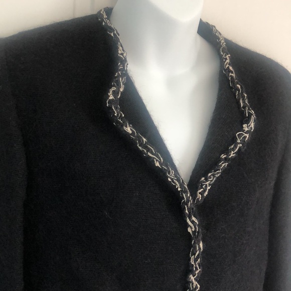 Unique Handwoven Black Jacket in Wool Mohair by Elisabeth Jonsson Brown  Size 6 - Picture 2 of 6